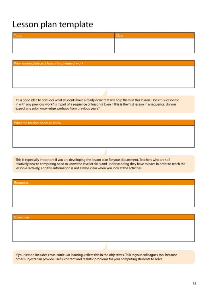 Free Printable Blank Lesson Plan Pages