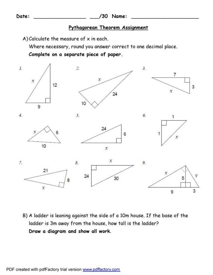 Free Printable Pythagorean Theorem Worksheets