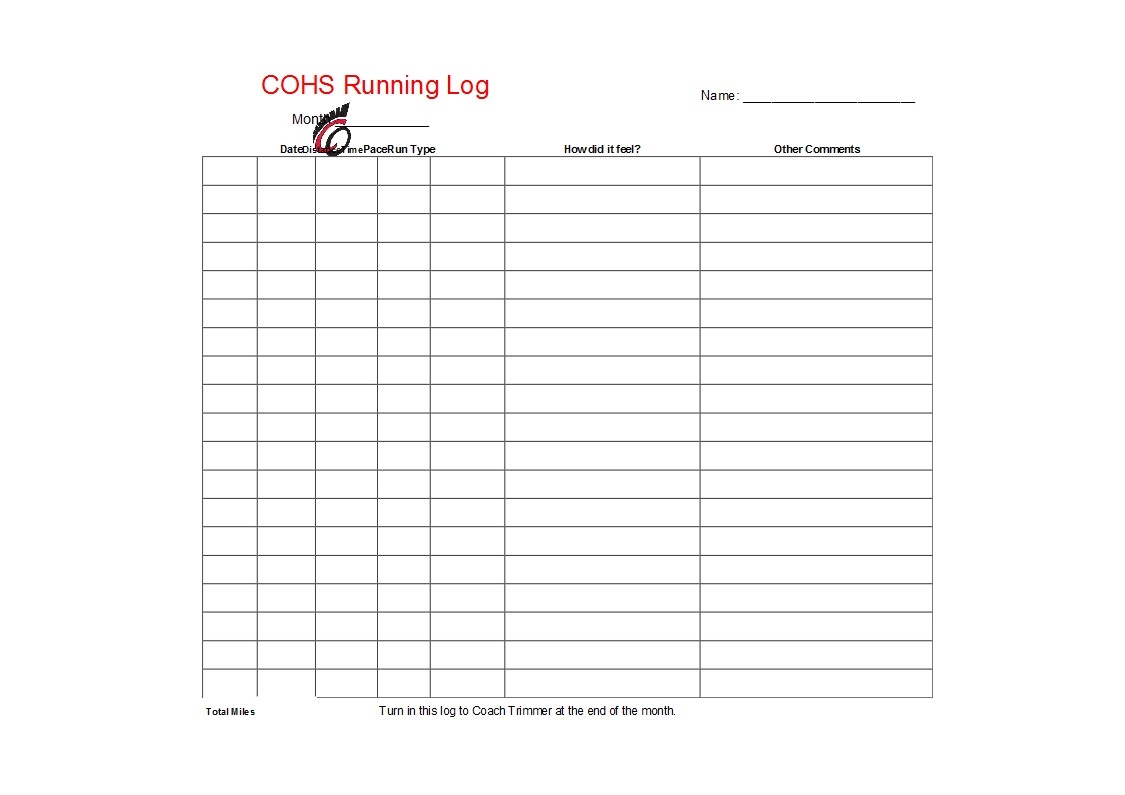 49 Handy Running Log Templates (+Walking Charts) ᐅ Template Lab - Free Printable Running Log