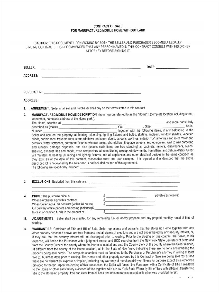 5+ Mobile Home Bill Of Sale Sample - Free Sample, Example Format - Free Printable Bill Of Sale For Mobile Home