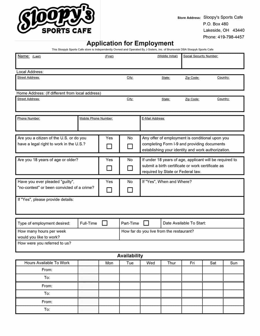 50 Free Employment / Job Application Form Templates [Printable] ᐅ - Free Printable Job Application