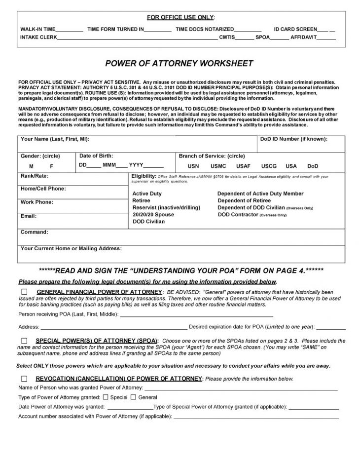 Free Printable Power Of Attorney