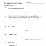 6 Grade Math Worksheets | Sixth Grade Math Practice Worksheet   Free   6Th Grade Writing Worksheets Printable Free