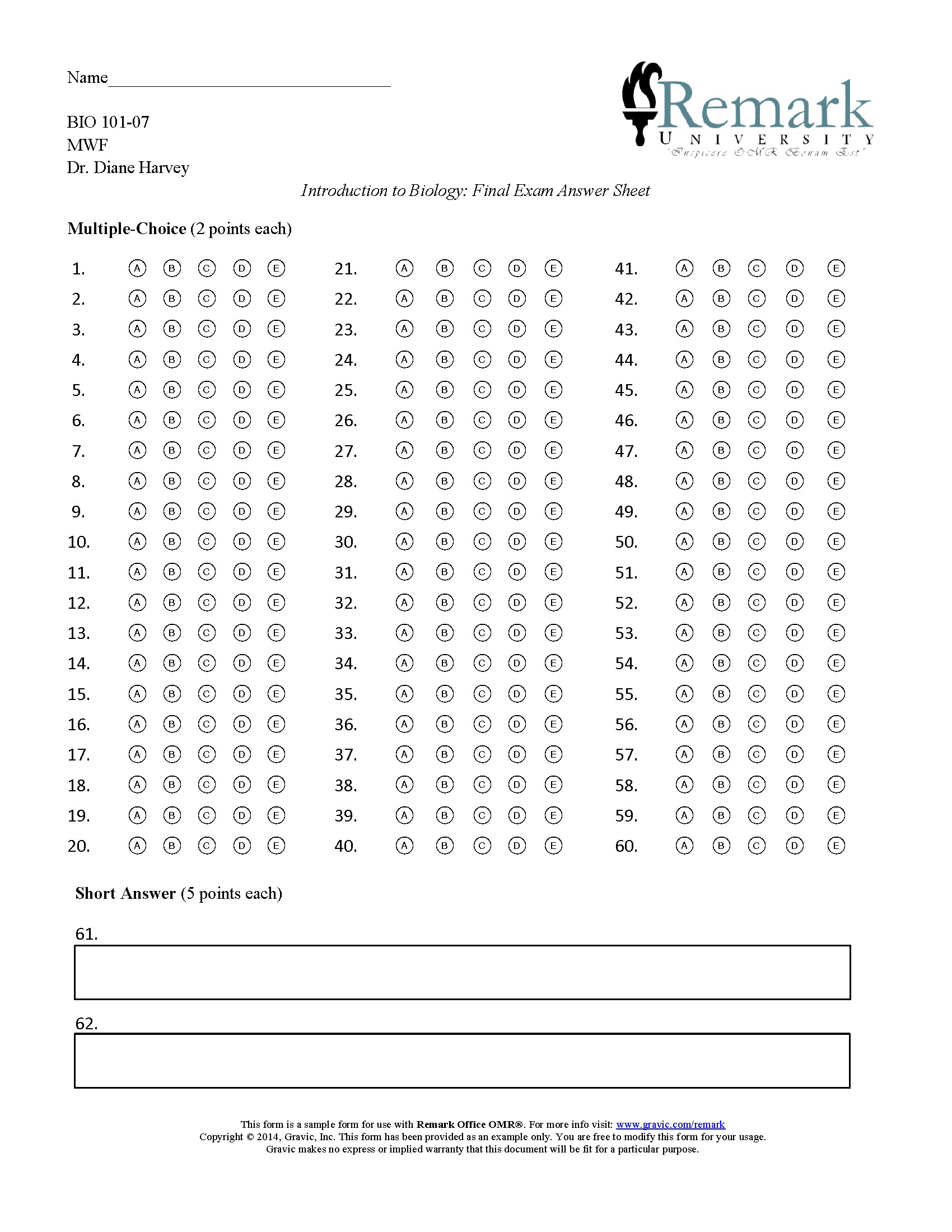 Free Printable Bubble Answer Sheets Free Printable