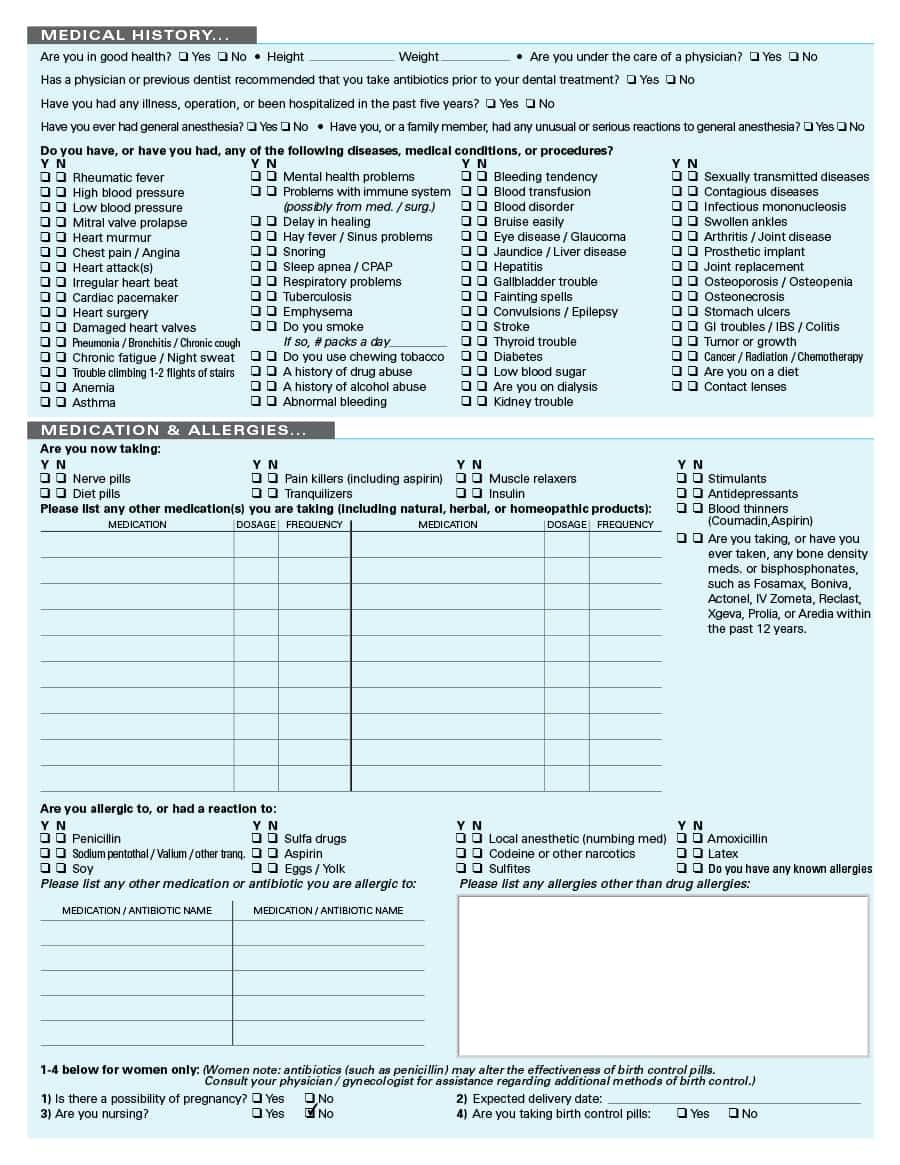 67 Medical History Forms [Word, Pdf] - Printable Templates - Free Printable Medical History Forms