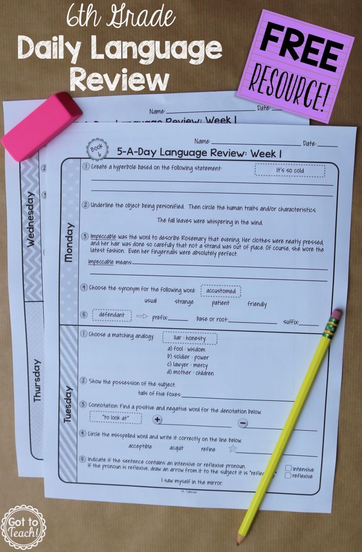 Daily Language Review Grade 5 Free Printable