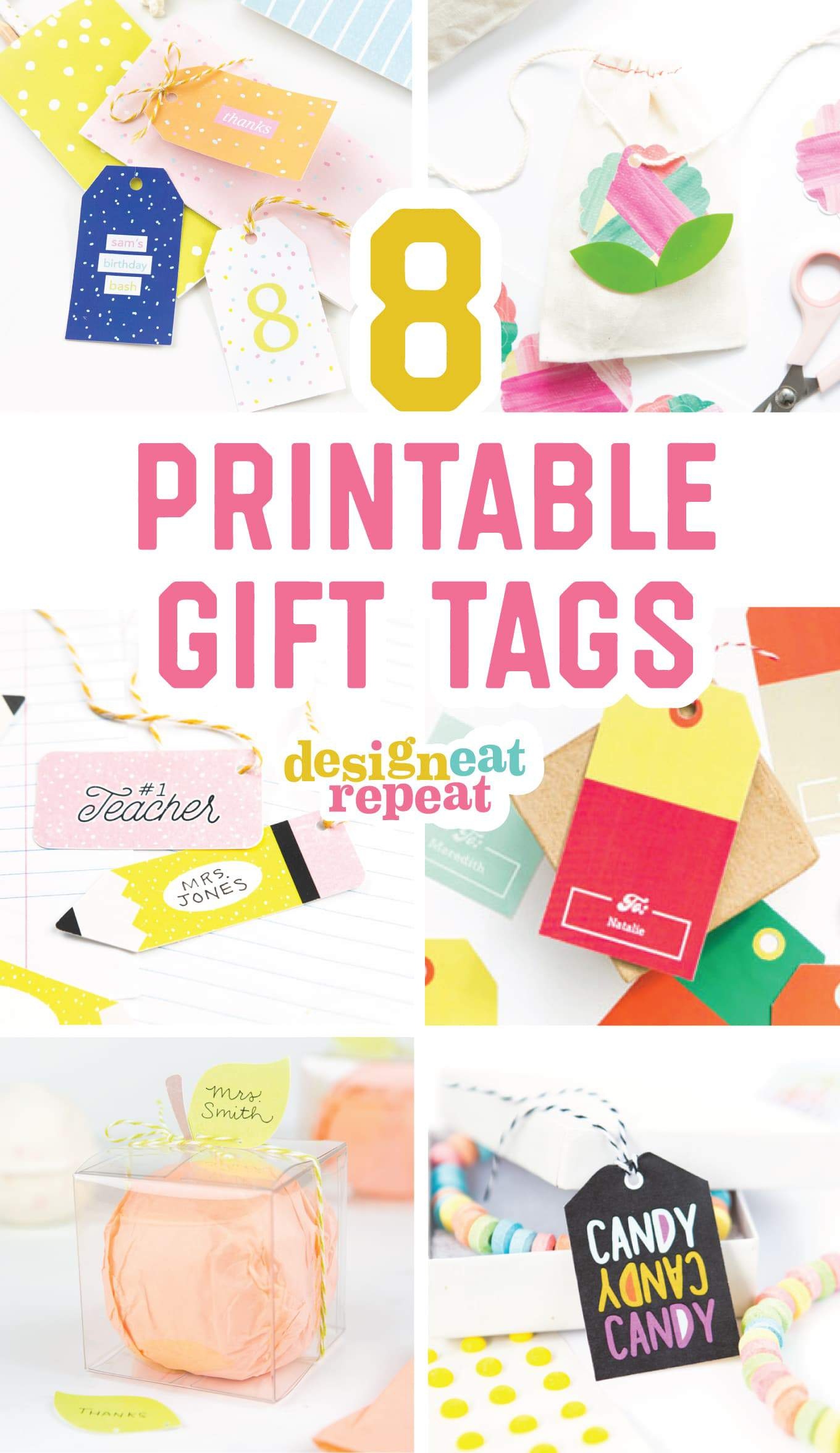 8 Colorful &amp;amp; Free Printable Gift Tags For Any Occasion! - Birthday Party Favor Tags Printable Free