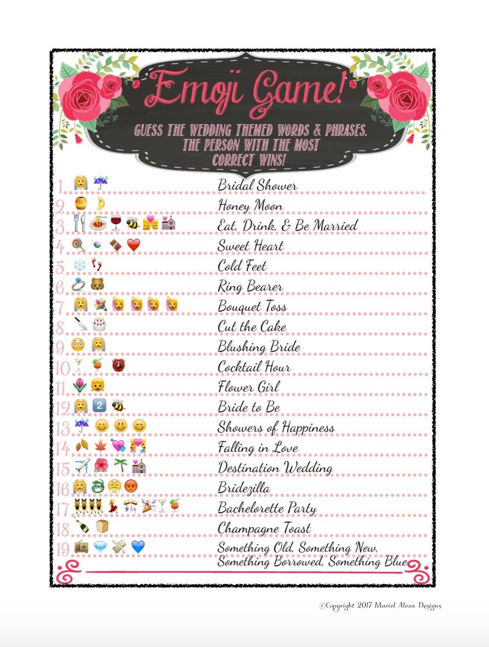 8 Free Printable Bridal Shower Games - Download Some Fun Today! | My - Wedding Emoji Pictionary Free Printable