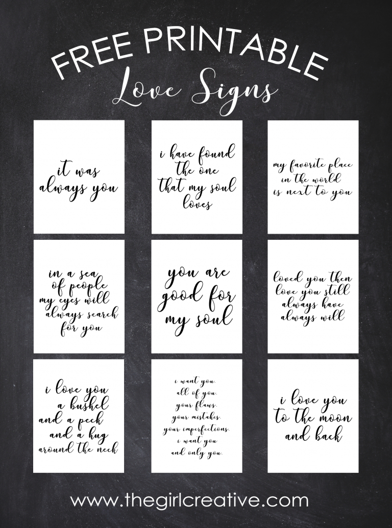 9 Free Printable Love Signs | The Girl Creative | Pinterest - Free Printable Signs