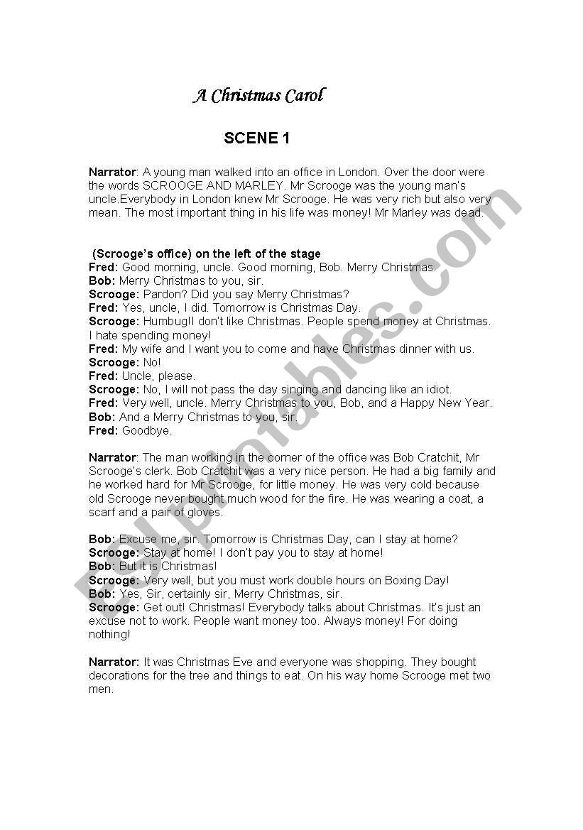 A Christmas Carol Simple And Short Play Script Esl Worksheetmagir Free Printable Play 