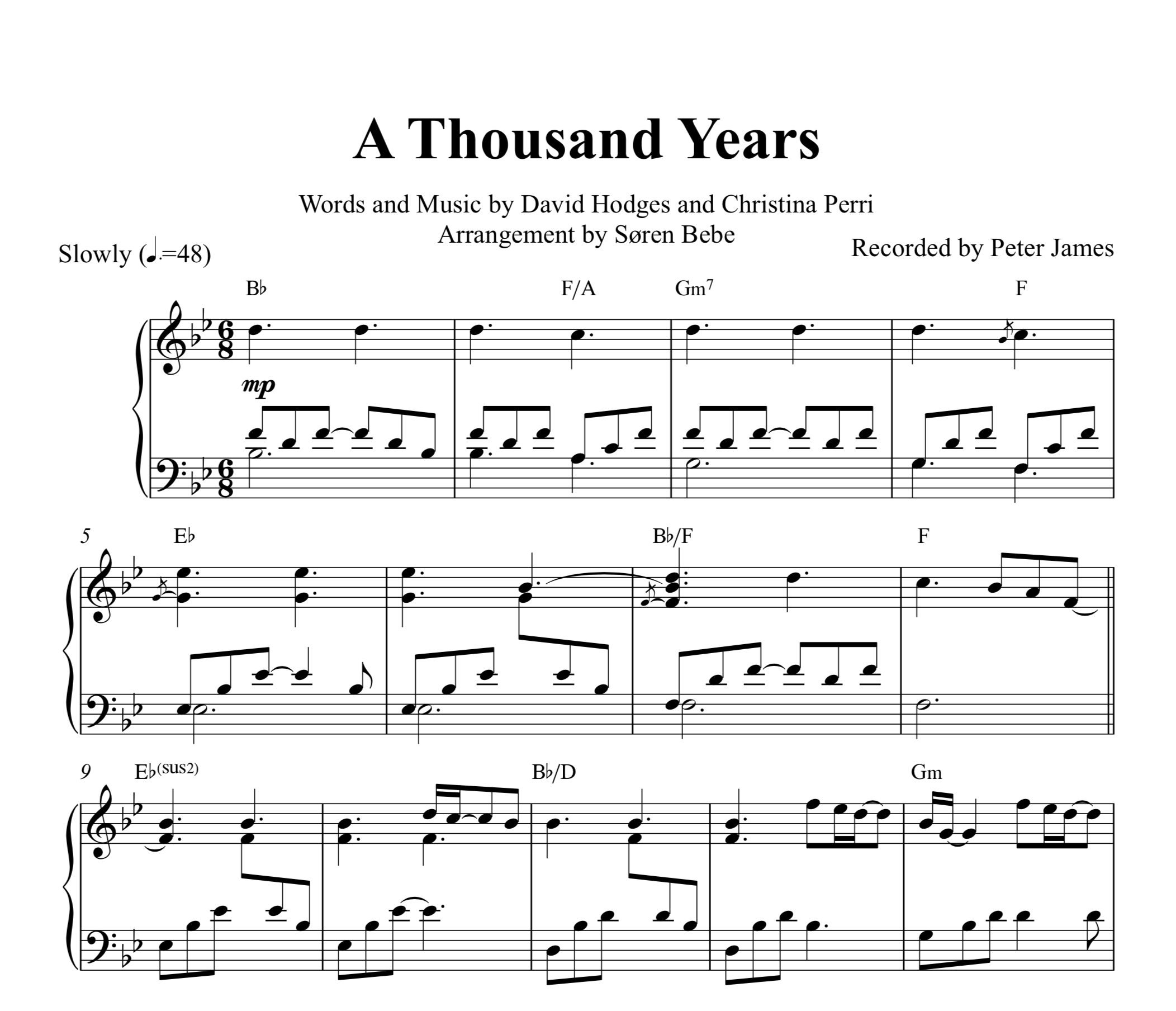 A Thousand Years (Christina Perri) Piano Sheet Music (Pdf) | Music