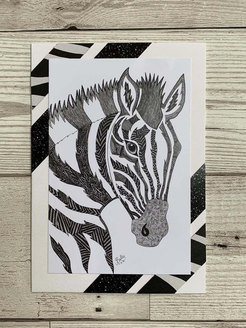 A6 Zebra Handmade Greeting Cards Animal Blank Cards For All | Etsy - Free Printable Greeting Cards For All Occasions