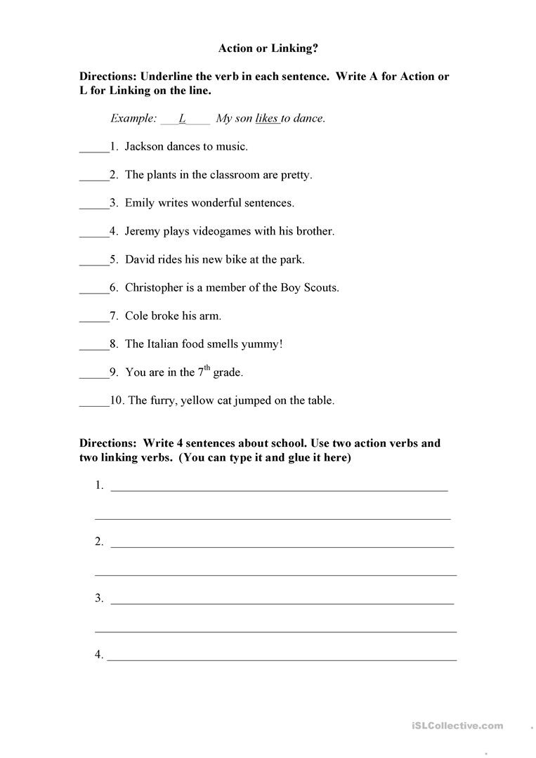 Action Or Linking Verb? Worksheet - Free Esl Printable Worksheets - Free Printable Verb Worksheets