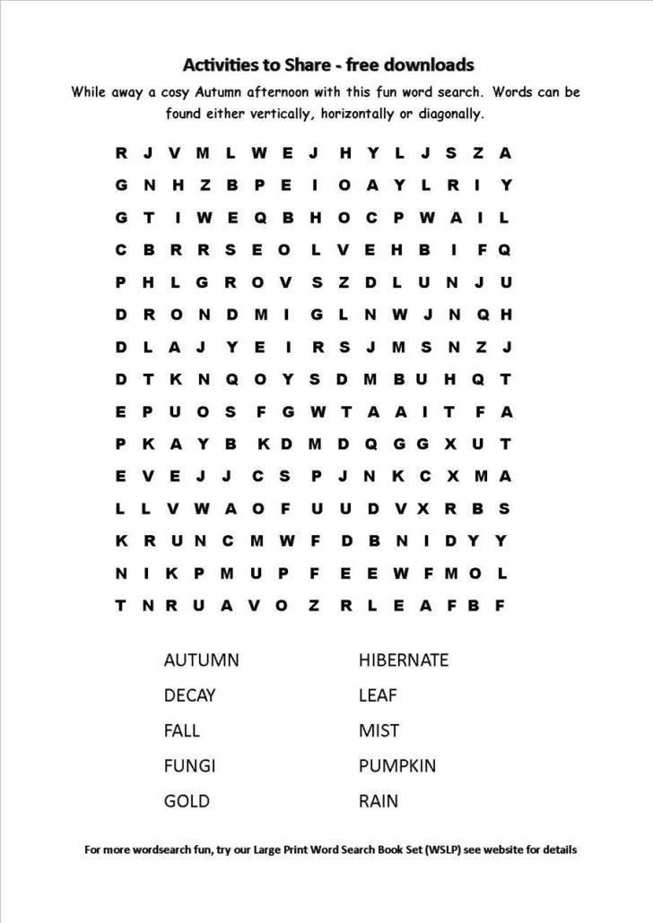 Free Large Printable Word Searches