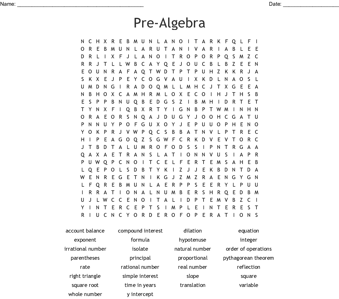 Algebra 2 Word Search - Wordmint - Free Printable Make Your Own Word Search
