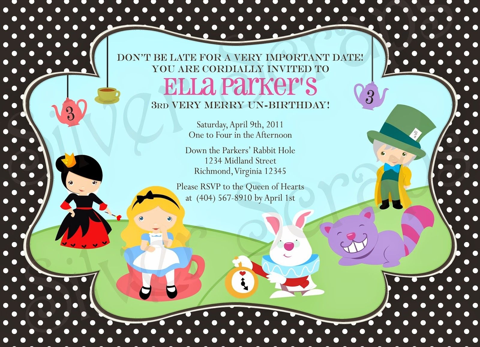Alice In Wonderland Birthday Invitations Free Printable | Alice - Mad Hatter Tea Party Invitations Free Printable