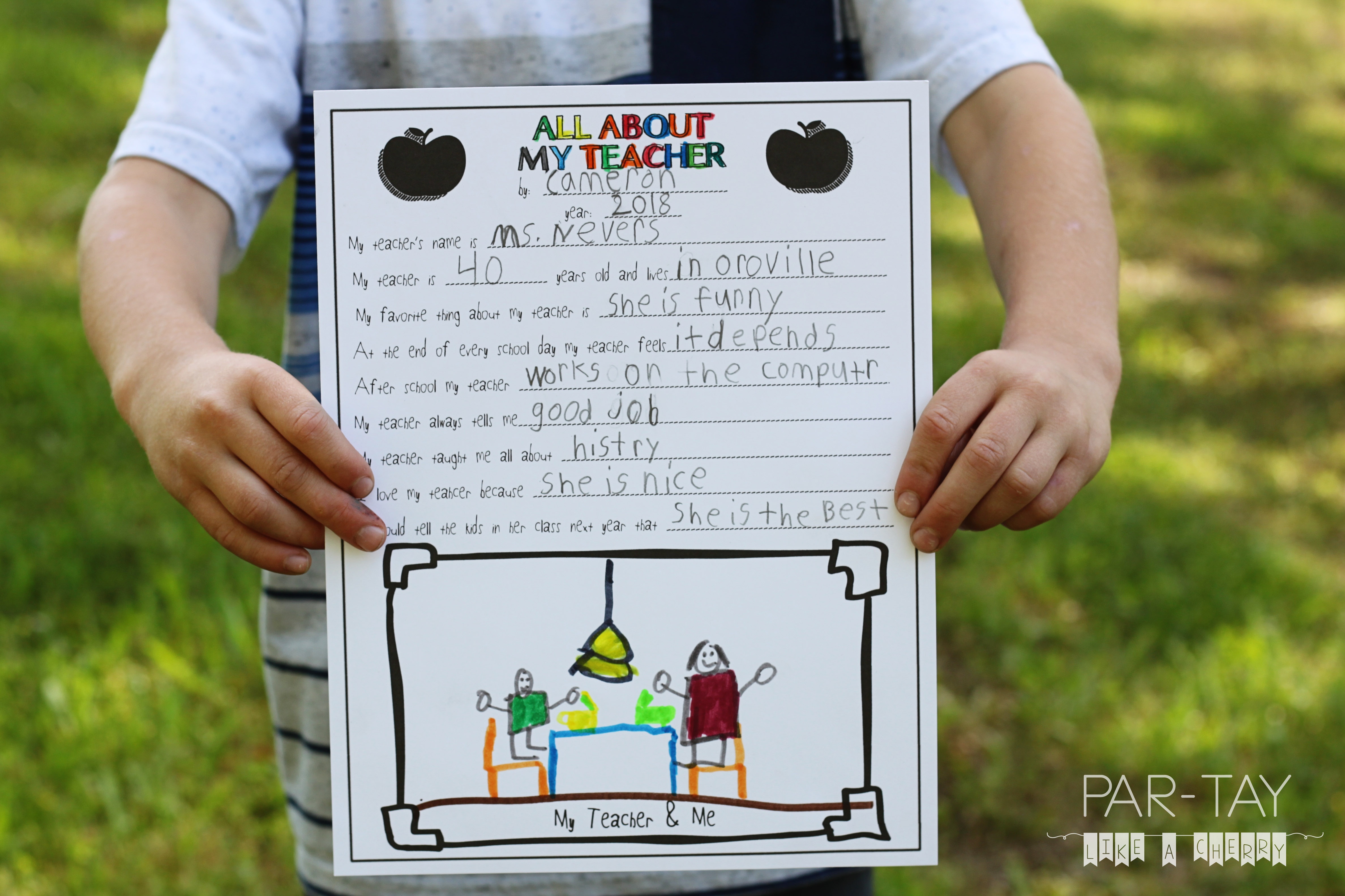 All About My Teacher- Free Teacher Appreciation Printable - Party - All About My Teacher Free Printable