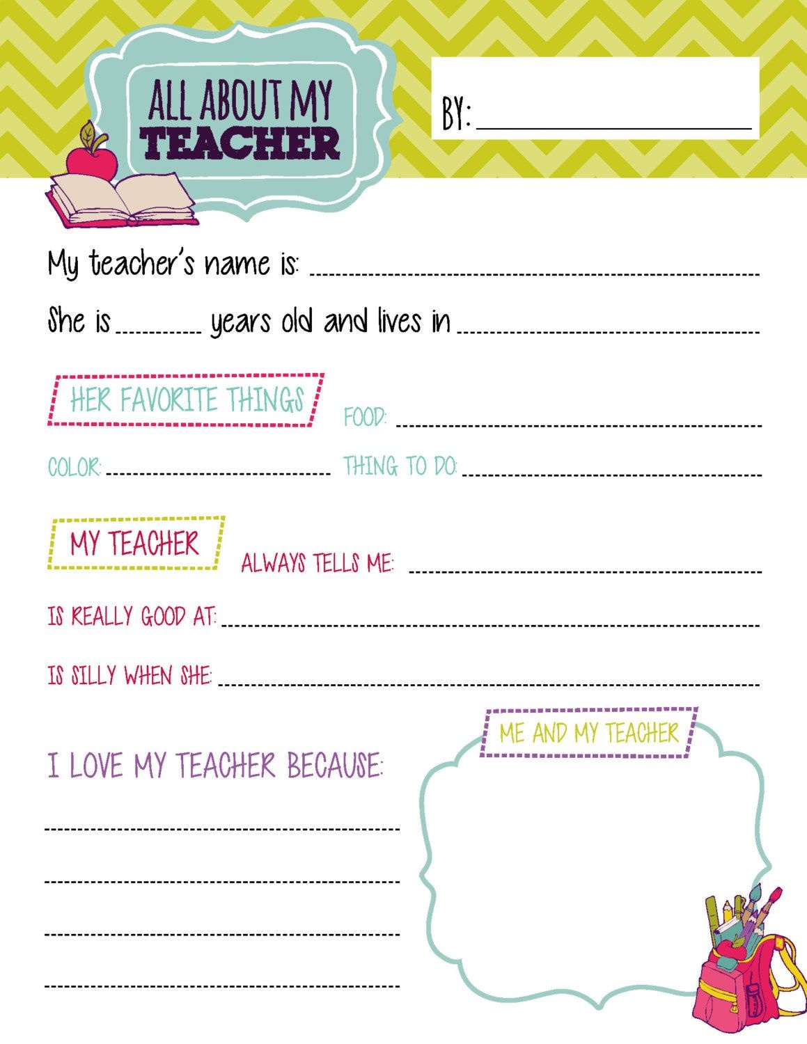 All About My Teacher Questionnaire Printablestealolivedesigns - All About My Teacher Free Printable