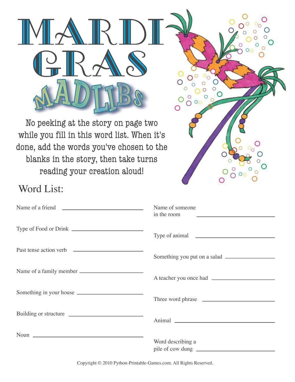 All Mardi Gras Games + Free Party Games - Free Printable Mardi Gras Games