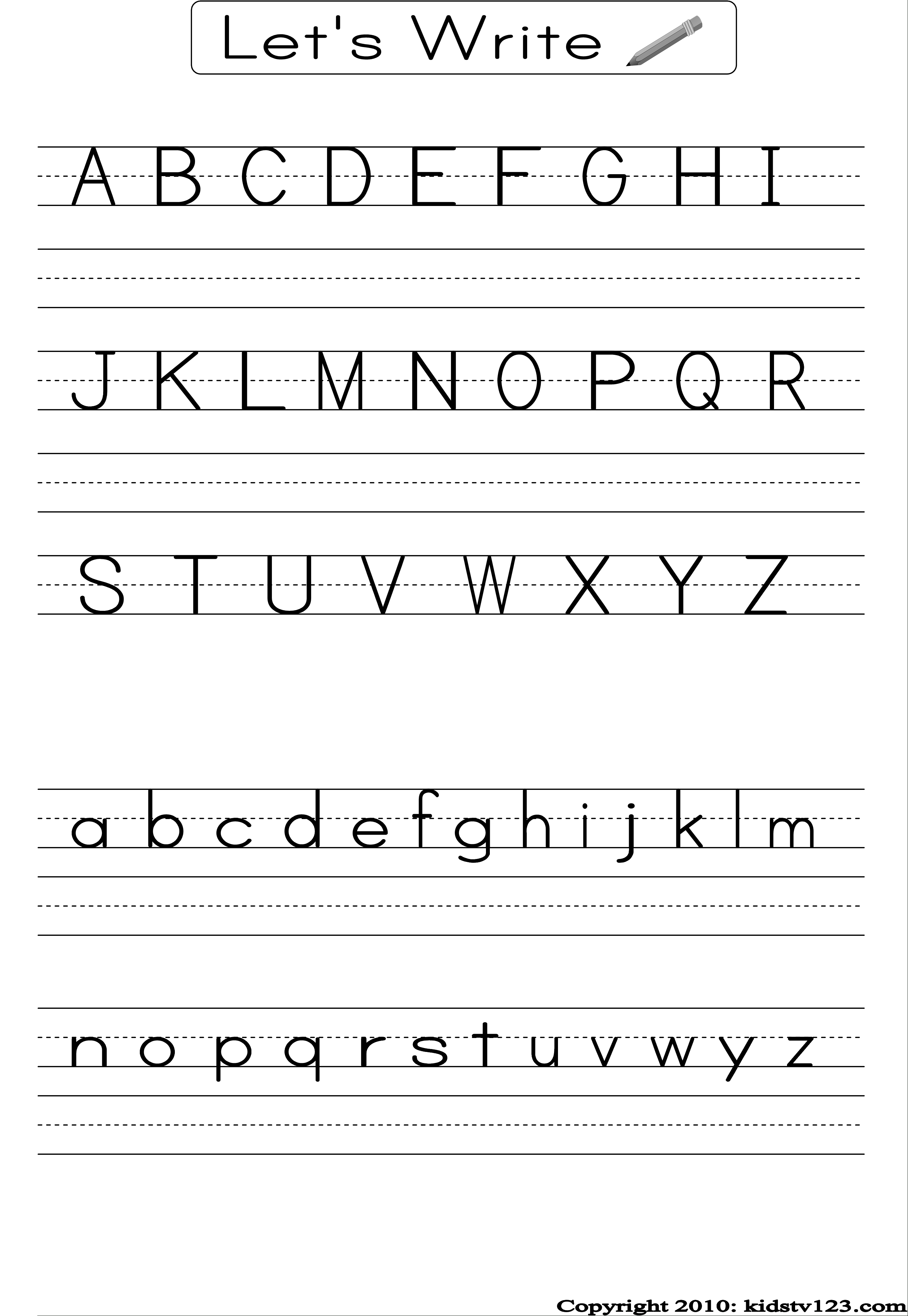 Alphabet Writing Practice Sheet | Edu-Fun | Alphabet Worksheets - Free Printable Practice Name Writing Sheets