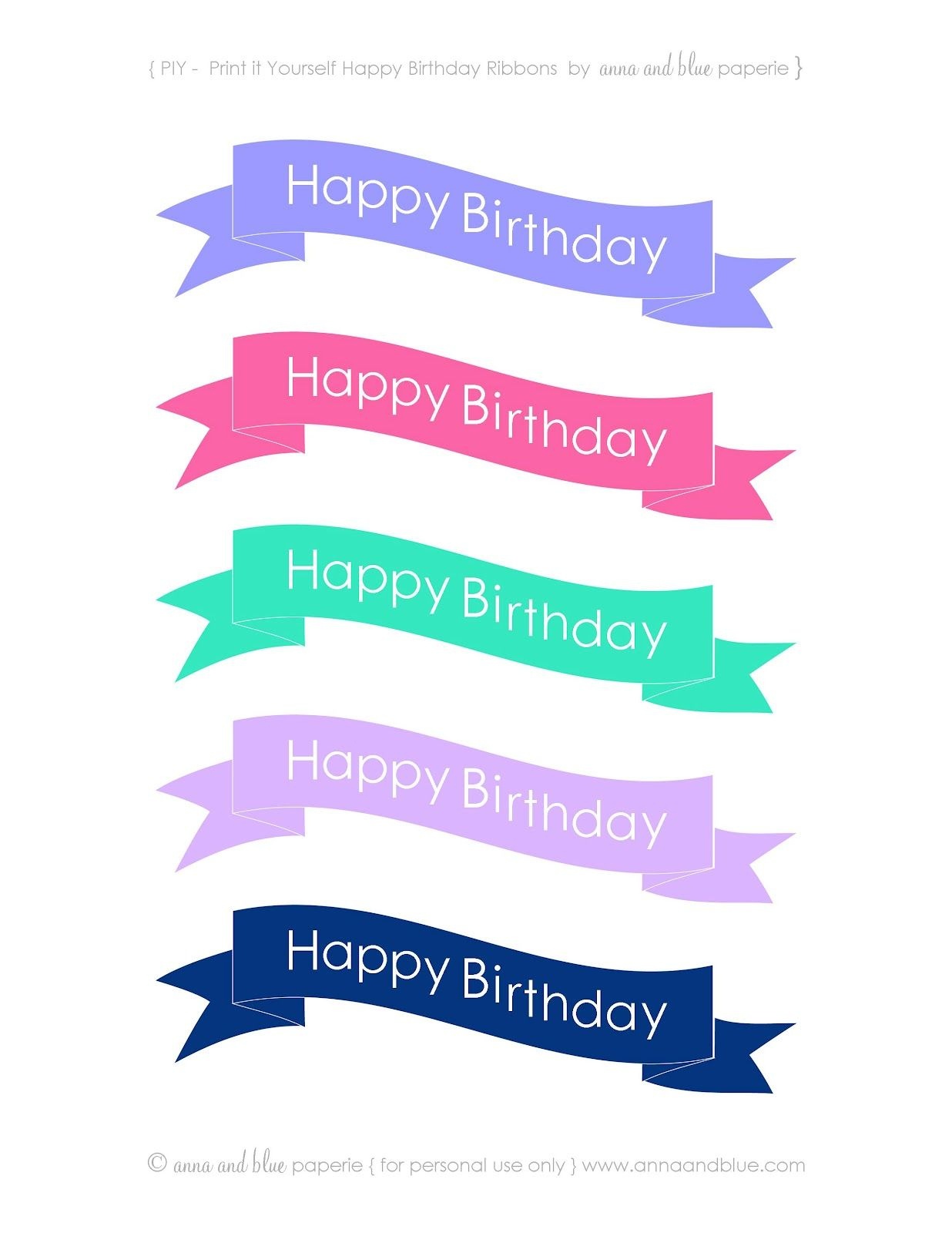 Anna And Blue Paperie: {Free Printable} Happy Birthday Cake Banners - Free Printable Happy Birthday Cake Topper