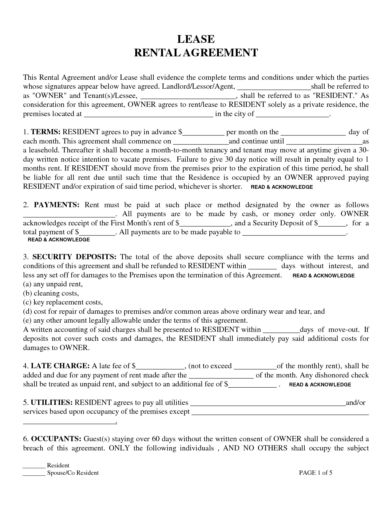 Apartment Lease Agreement Free Printable | Ellipsis - Free Printable Lease Agreement Ny