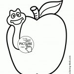 Apple With Worm Fruits Coloring Pages Simple For Kids, Printable Free   Free Printable Coloring Pages For 2 Year Olds