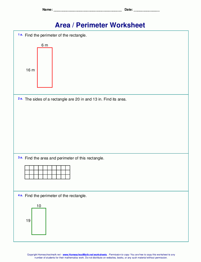 area and perimeter rectangle worksheets grade 3