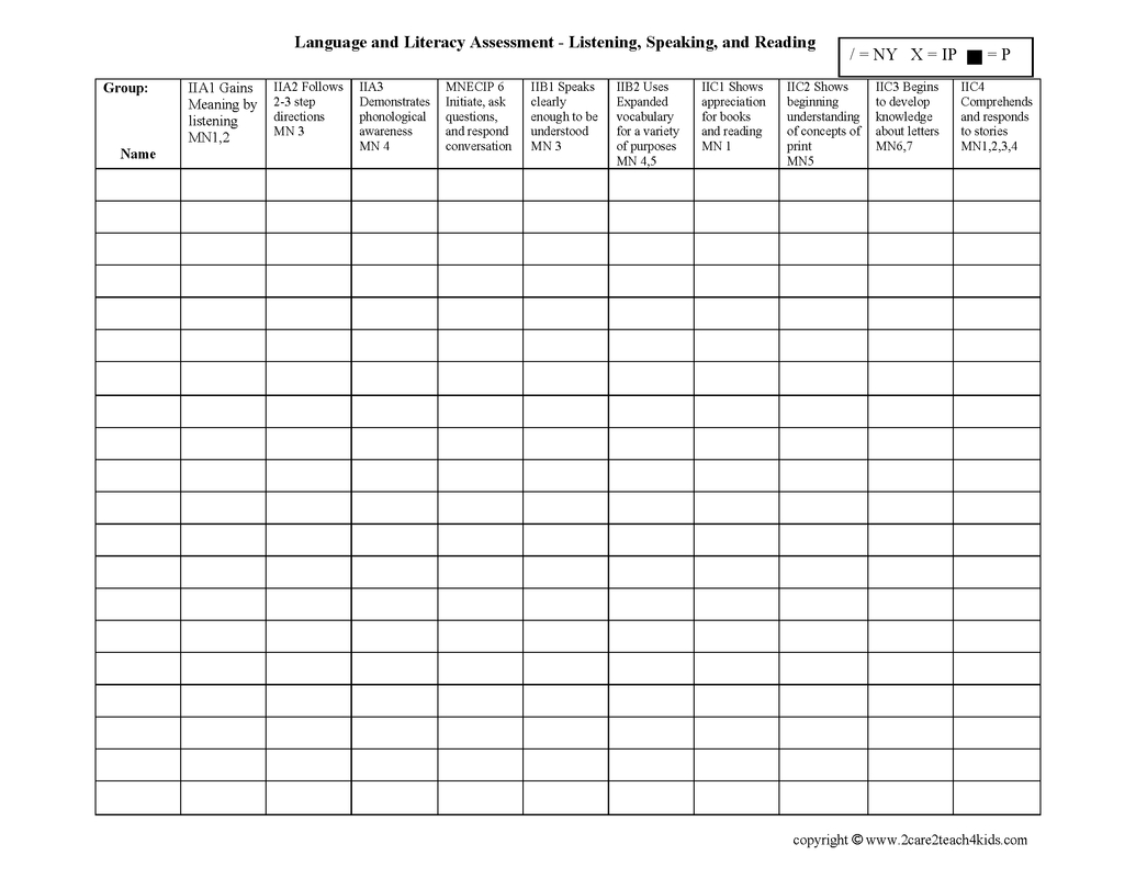 Assessment Forms - Free Printable Templates -2Care2Teach4Kids - Free Printable Pre K Assessment Forms