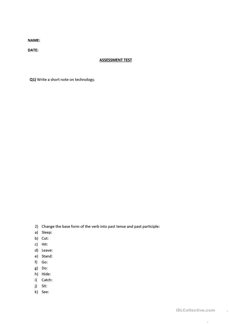 Assessment Test Worksheet - Free Esl Printable Worksheets Made - Free Esl Assessment Test Printable