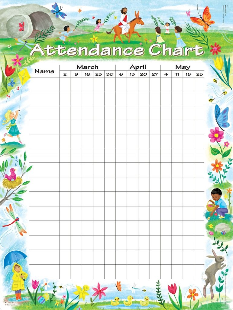 Attendance Chart | Children&amp;#039;s Church | Attendance Chart, Sunday - Free Printable Sunday School Attendance Sheet