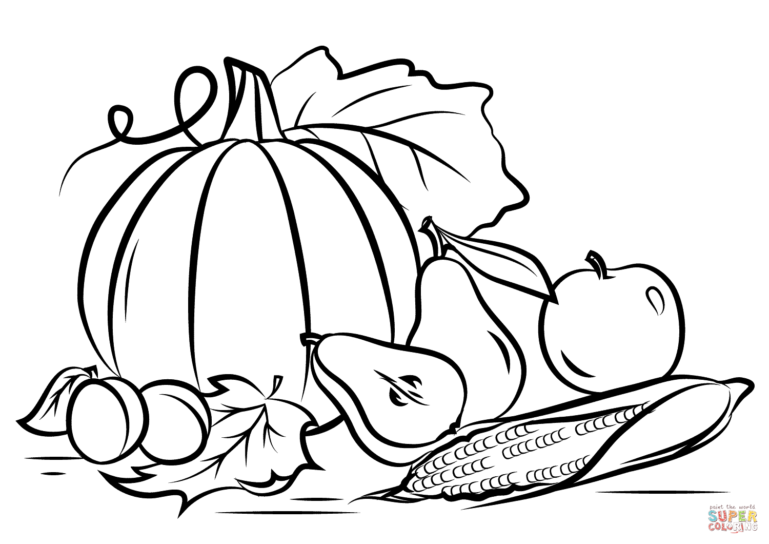 Autumn Harvest Coloring Page | Free Printable Coloring Pages - Free Fall Printable Coloring Sheets