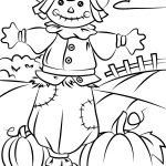 Autumn Scene With Scarecrow Coloring Page | Free Printable Coloring   Free Printable Fall Coloring Pages