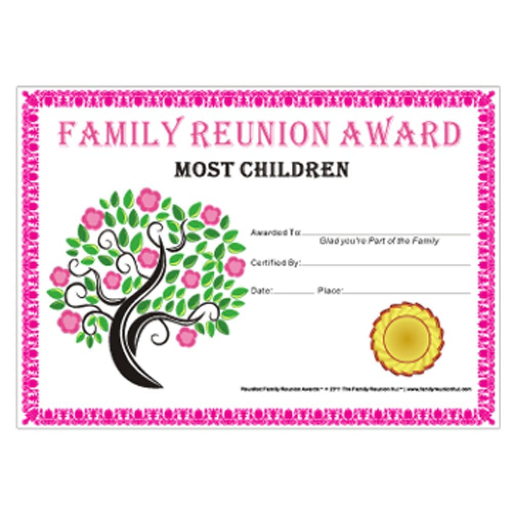 017 Free Family Reunion Certificates Templates Certificate Award Free