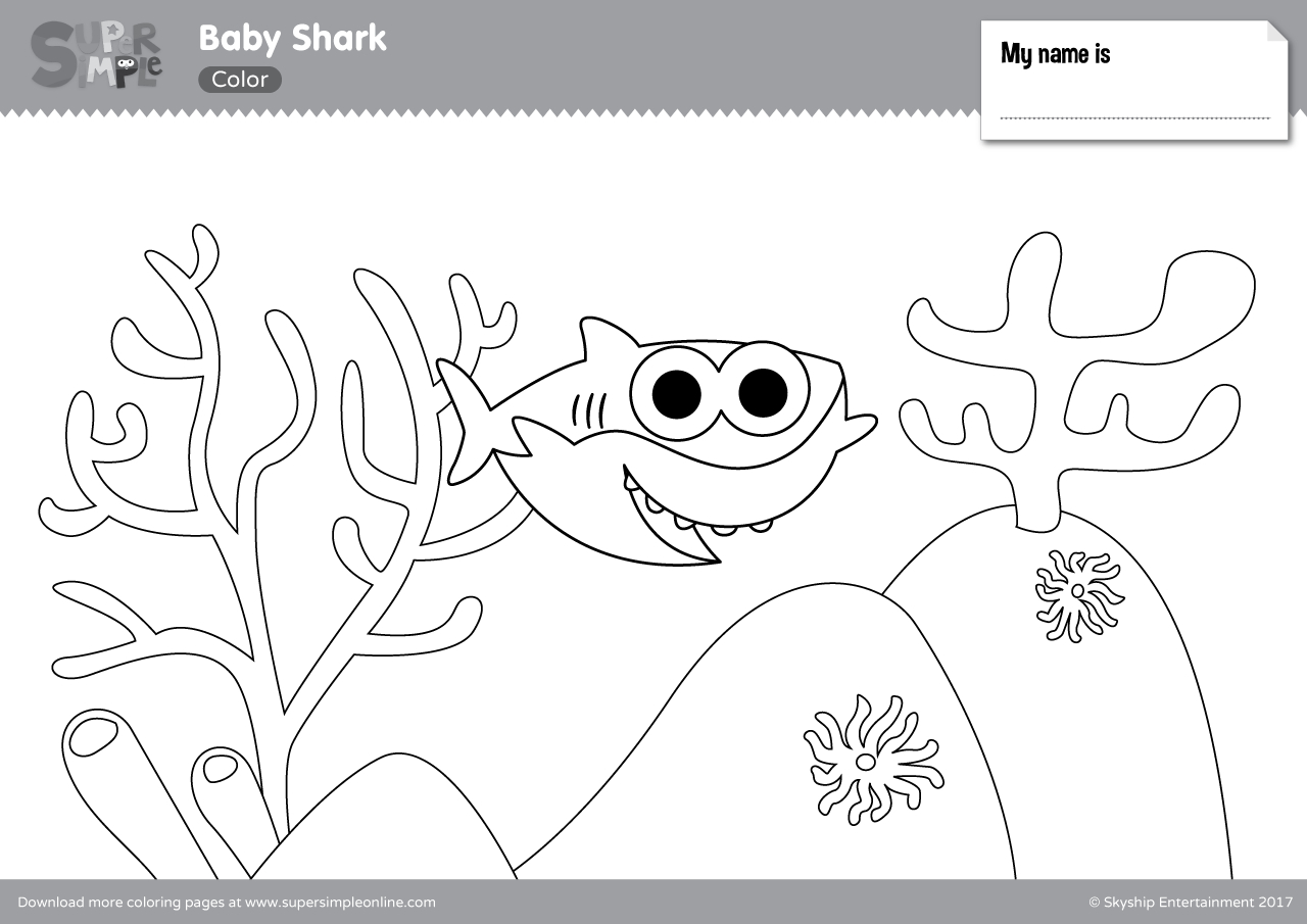 Baby Shark Coloring Pages - Super Simple - Free Printable Shark Coloring Pages
