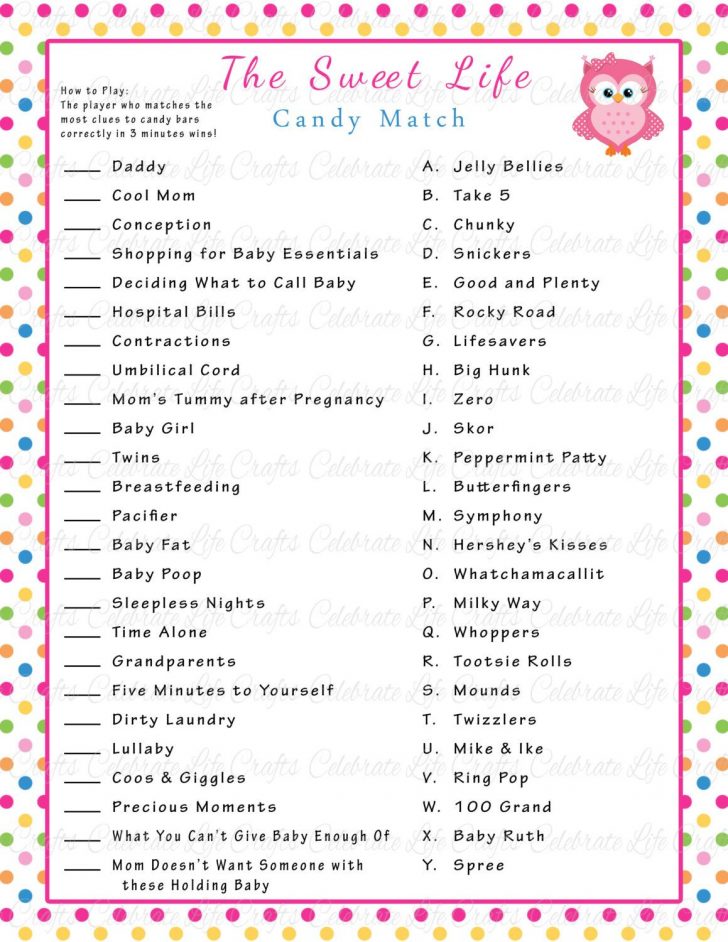 Candy Bar Baby Shower Game Free Printable