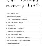 Baby Shower Games Free Printable {Who Knows Mommy Best}   Paper   Free Printable Templates For Baby Shower Games