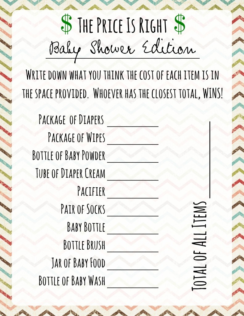 Baby Shower Games: Price Is Right - Frugal Fanatic - What&amp;#039;s In The Diaper Bag Game Free Printable