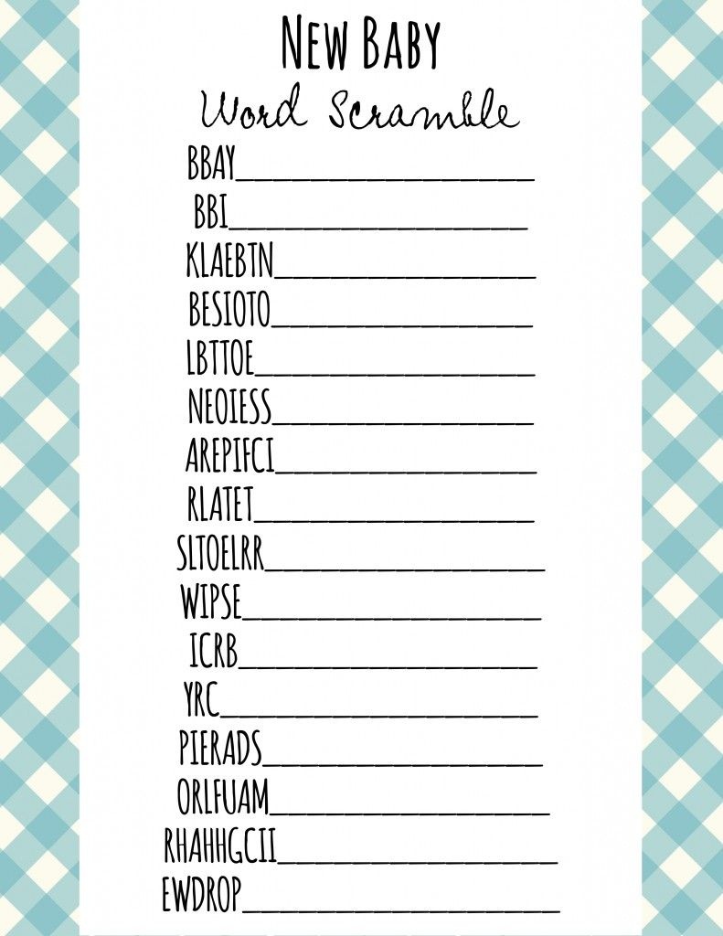 Baby Shower Games Word Scramble | Baby Shower Ideas | Free Baby - Free Printable Baby Shower Games For Twins