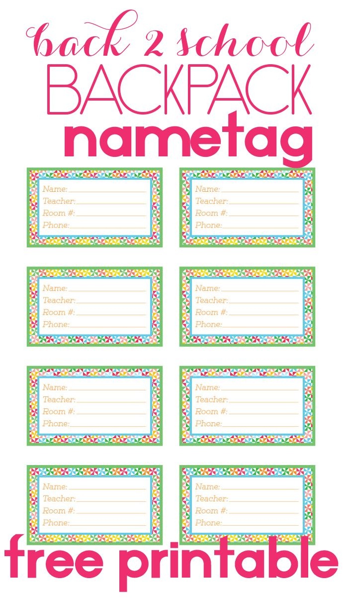 Back To School Backpack Name Tag | Diy Products | Name Tag For - Free Printable Name Tags For Teachers