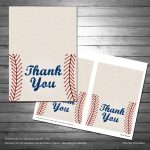 Baseball Foldable Thank You Cards Digital Instant Download | Etsy   Free Printable Baseball Stationery