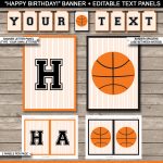 Basketball Party Banner Template | Birthday Banner | Editable Bunting   Basketball Invites Free Printable
