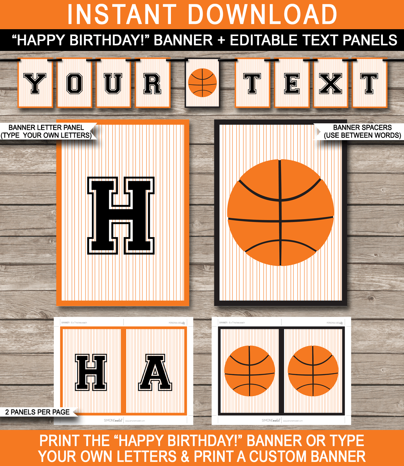 Basketball Party Banner Template | Birthday Banner | Editable Bunting - Basketball Invites Free Printable