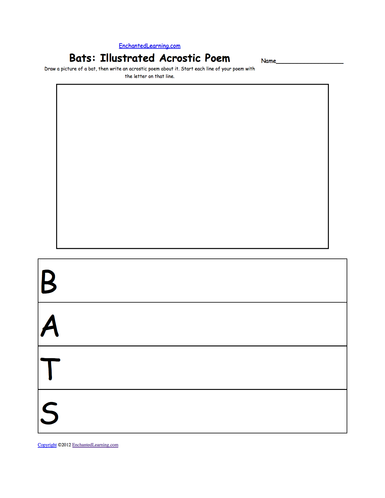 Bats At Enchantedlearning - Free Printable Bat Writing Paper | Free - Free Printable Bat Writing Paper