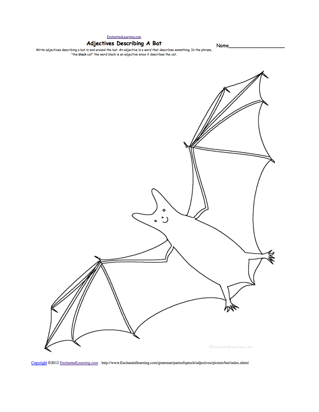 Bats At Enchantedlearning - Free Printable Bat Writing Paper