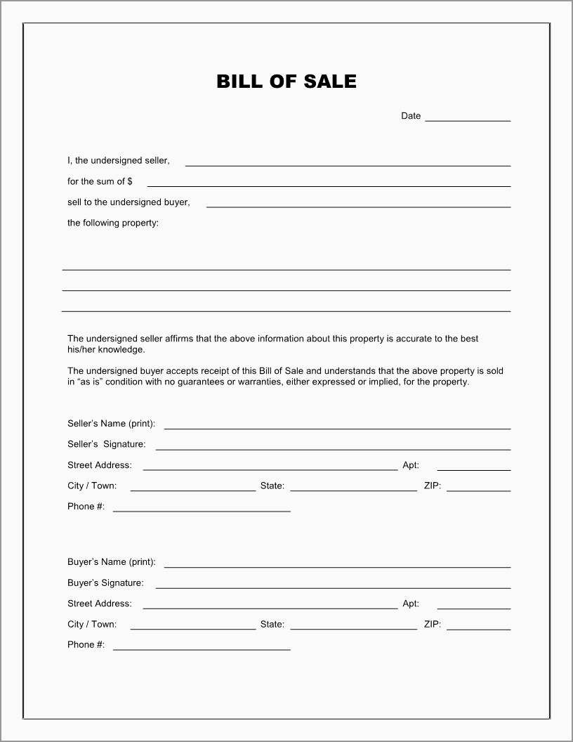 Beautiful Bill Of Sale Free Template Form | Best Of Template - Free Printable Generic Bill Of Sale