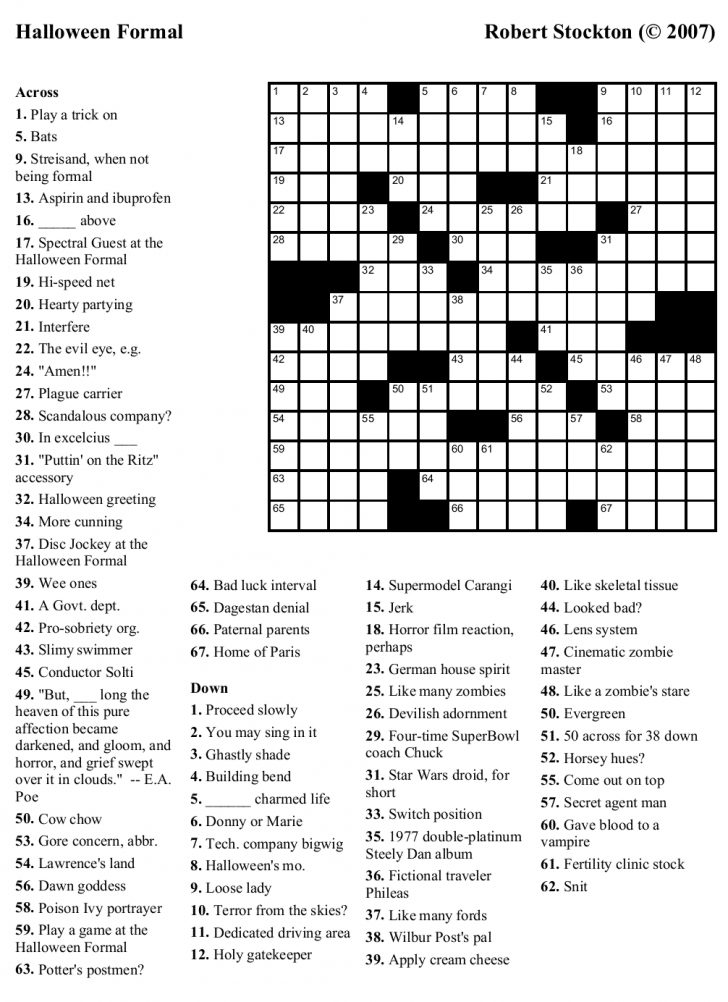 Free Printable Themed Crossword Puzzles