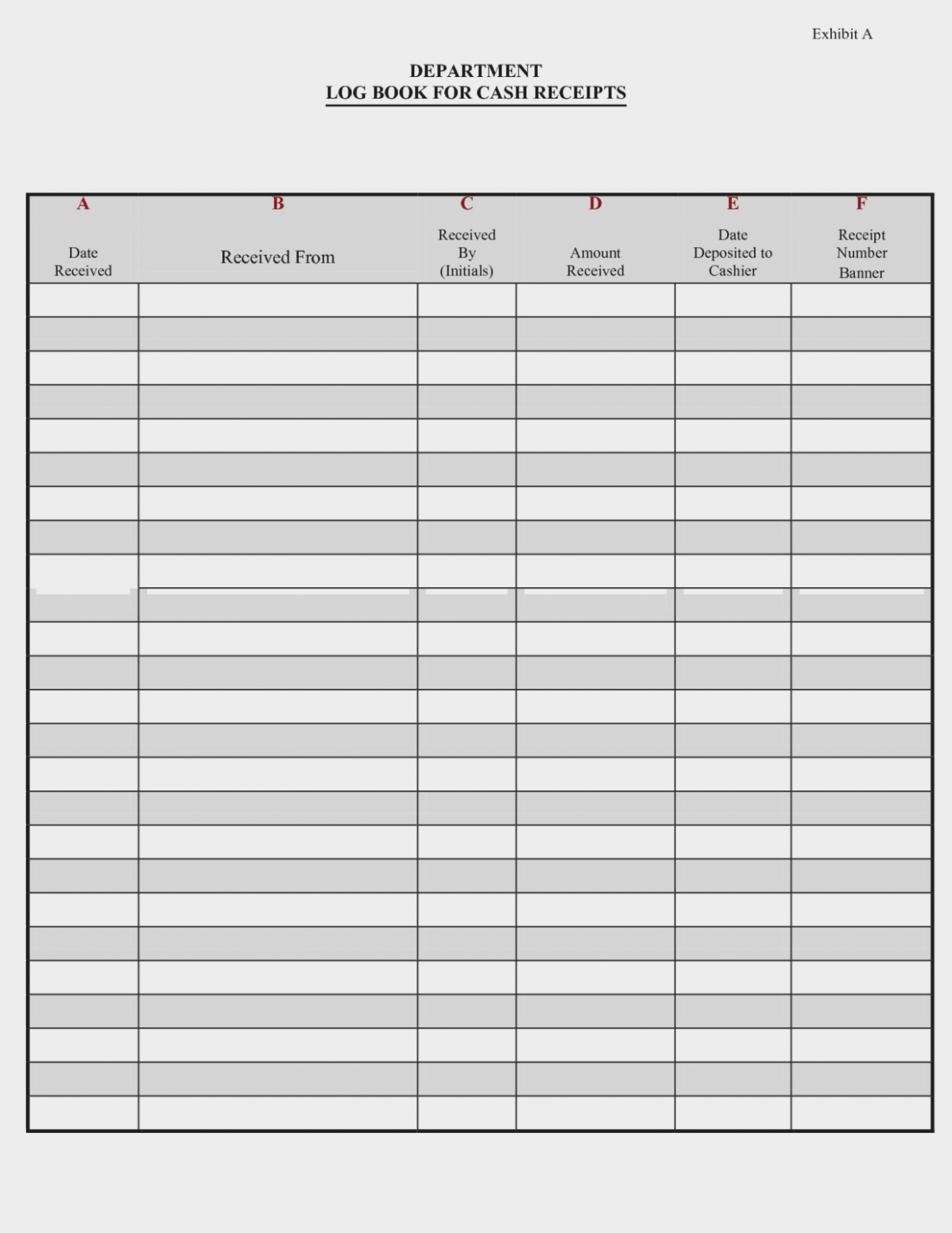 Free Cash Book Template