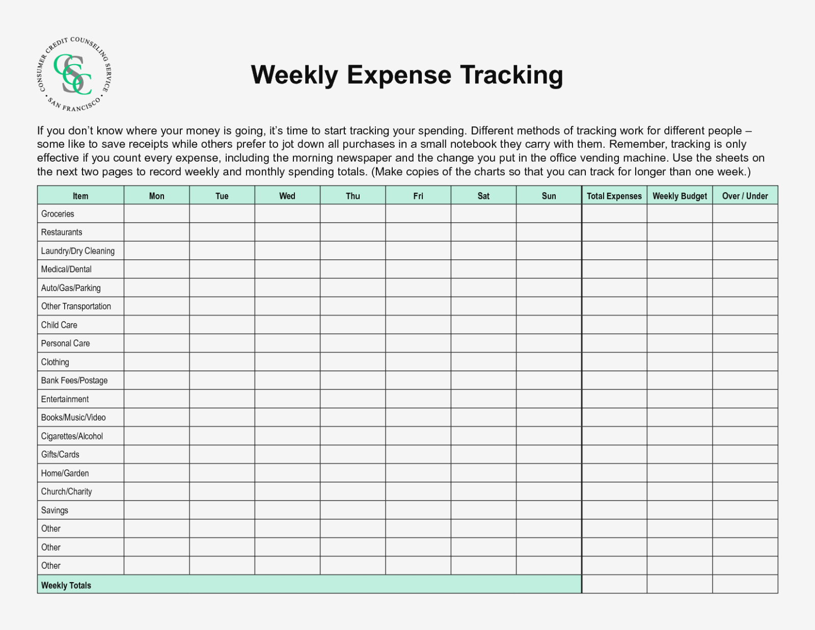 free business income and expense worksheet