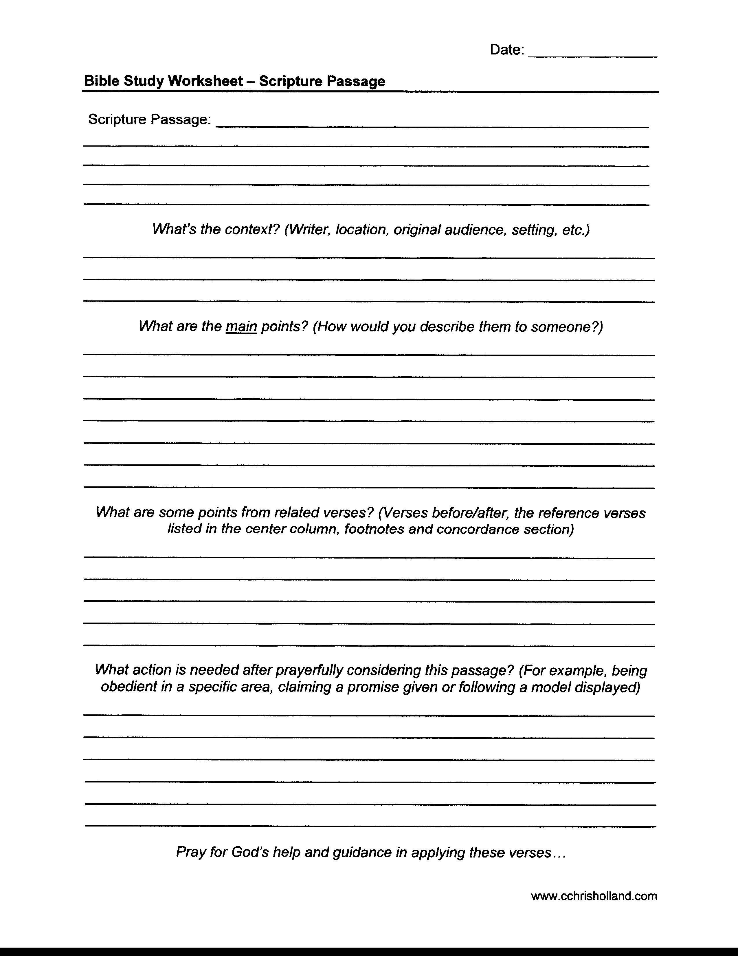 Bible Study Worksheets | Cchrisholland - Free Printable Bible Study Worksheets